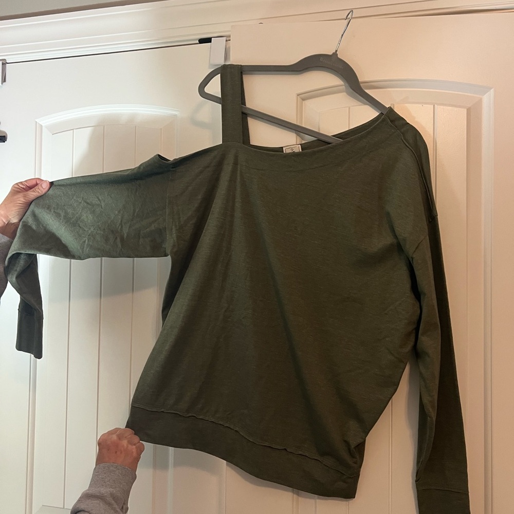 We The Free Olive Green One-Shoulder Long Sleeve Tee